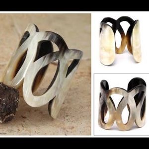Boho handmade UNIQUE artisan horn cuff bracelet